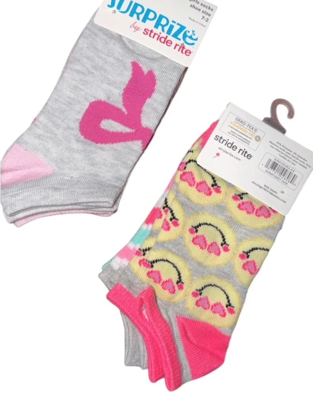 Stride Rite Girls' Pink & Gray No-Show Sock Pack